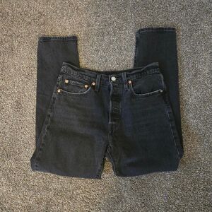 Vintage Levi's 501Cotton Relax Tapered Leg Black Boyfriend Style Denim Jeans